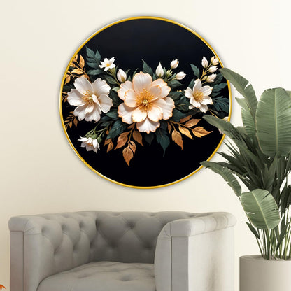 beautiful flower modern art Premium Sparkle lamination Golden Slim Frame 50.8 cm x 50.8 cm Large Size, For Home/Office/Hotel painting GRL110