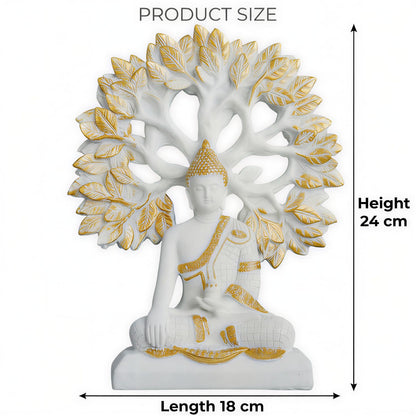 Global Grabbers Buddha Statue Showpiece Idol Home Decor Decoration Items for Living Room and Gifts (White)