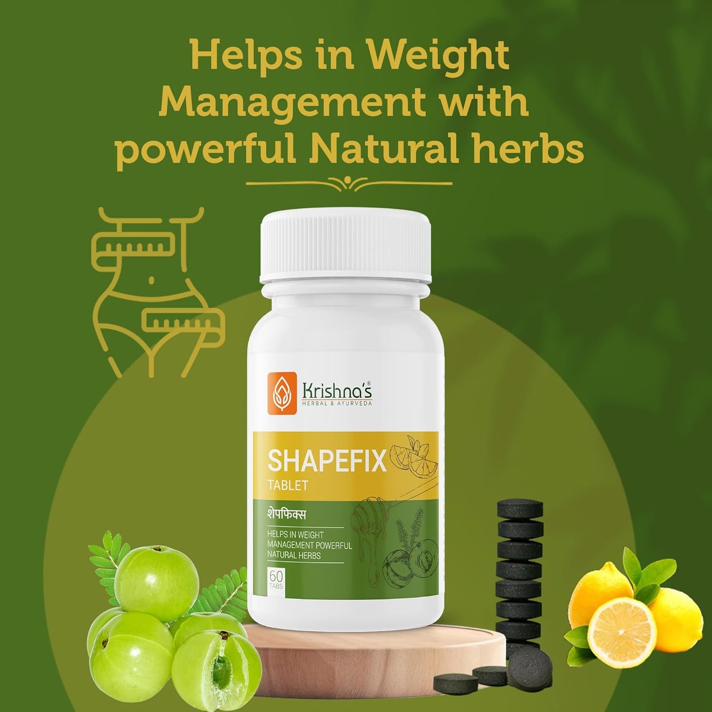 Krishna's Shapefix Tablet - Helps in Weight Management with Natural Herbs - 60 Tab (Pack of 1)