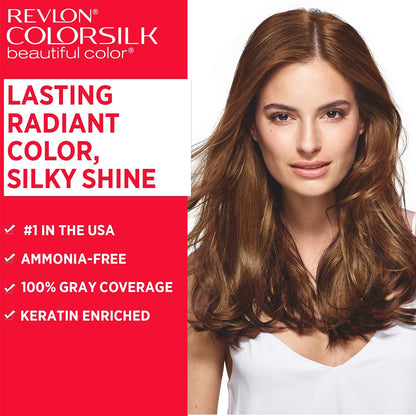 Revlon Colorsilk Beautiful Color, Permanent Hair Color with Keratin, 40ml + 40ml + 11.8ml - Dark Mahogany Brown 3Rb (Pack of 1)
