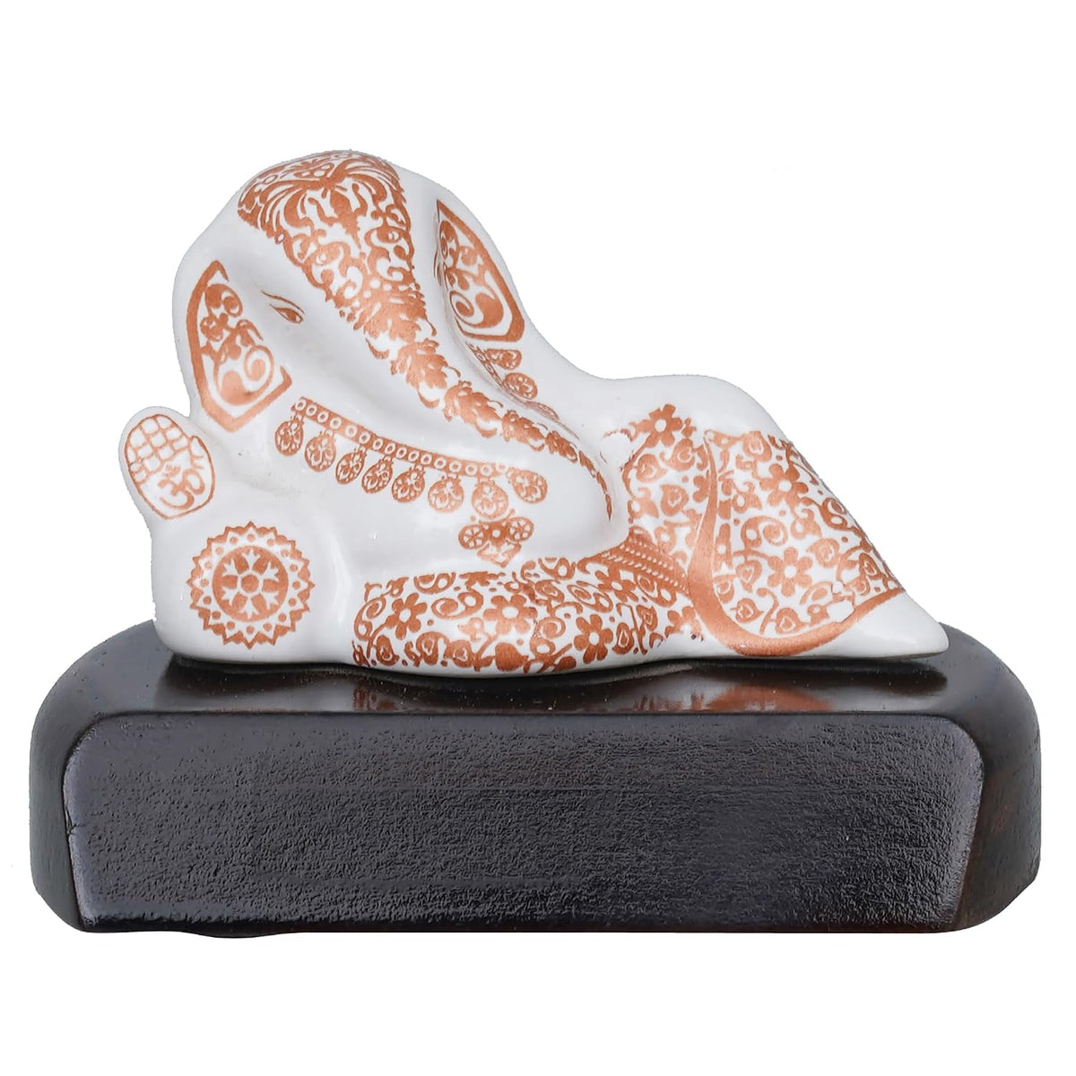 Handcrafted Polyresin White & Orange Lord Ganesha Statue for Home, Temple, Pooja Room, Office, and Car Dashboard - Divine God Idol for Diwali, Ganesh Chaturthi, Birthday Gift Giving