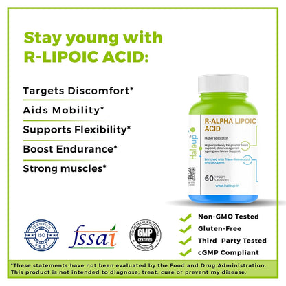 Haleup Alpha Lipoic Acid, 300 mg II Enriched with Lycopene & Resveratrol (60 capsules) || Healthy Liver || Heart || Blood Sugar & Potent Antioxidant