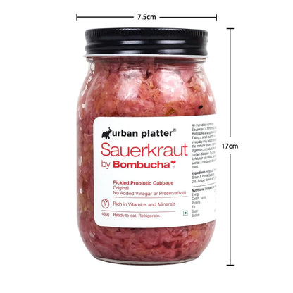Urban Platter Sauerkraut Original Pickled Probiotic Cabbage, 450g / 15.8oz [Raw, Artisanal, Plant-Based, Preservative Free]