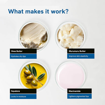 Be Bodywise Lip Treatment Balm 15g for Dry & Chapped | With Shea Butter, Squalene & Niacinamide | Treats Pigmentation & Deeply Moisturizes Lips, White