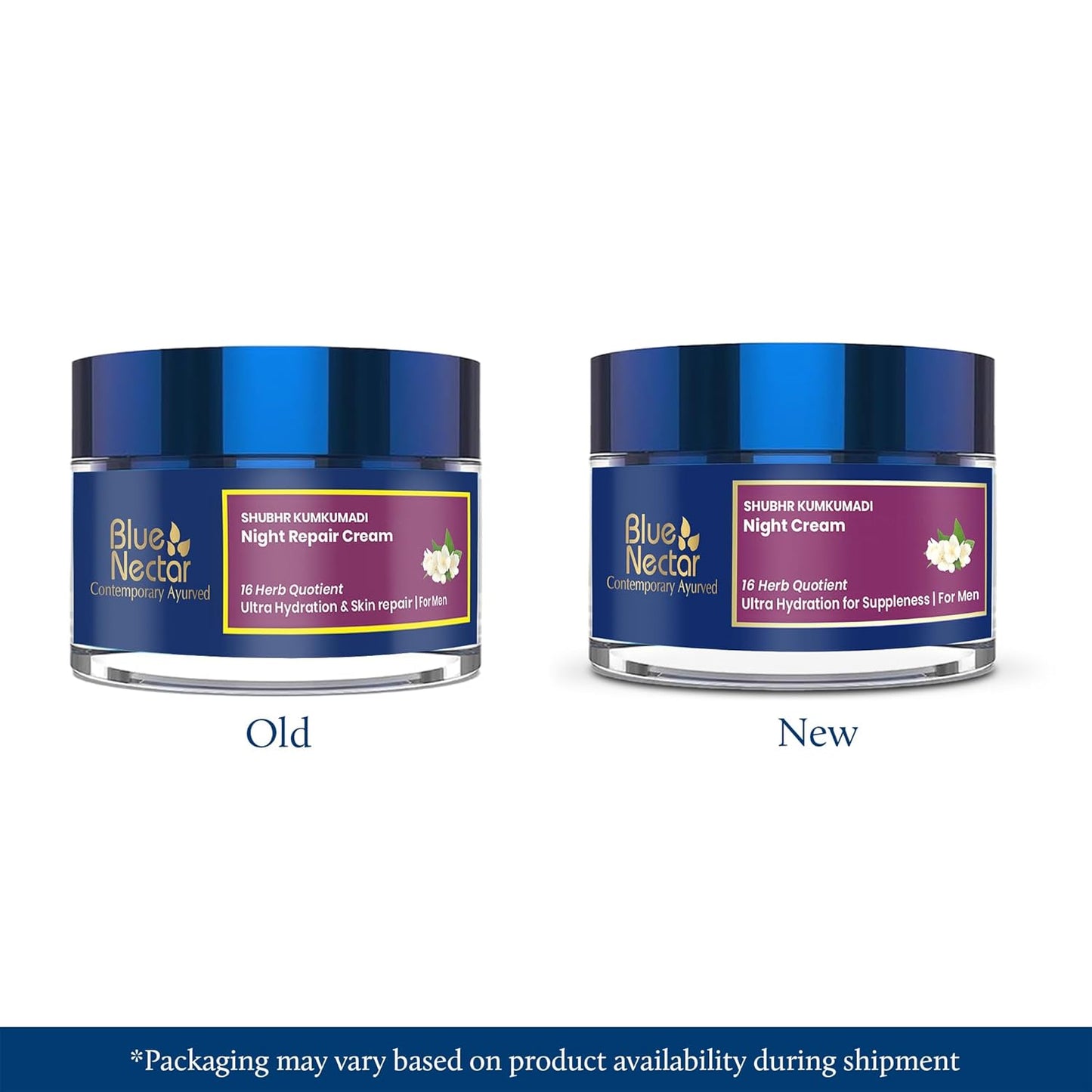 Blue Nectar Kumkumadi Night Repair Cream for Men | Natural Glow Night Cream for Daily Skin Repair | Hydrating Ayurvedic Face Moisturiser for Oily & Dry Skin (16 Herbs, 50g)