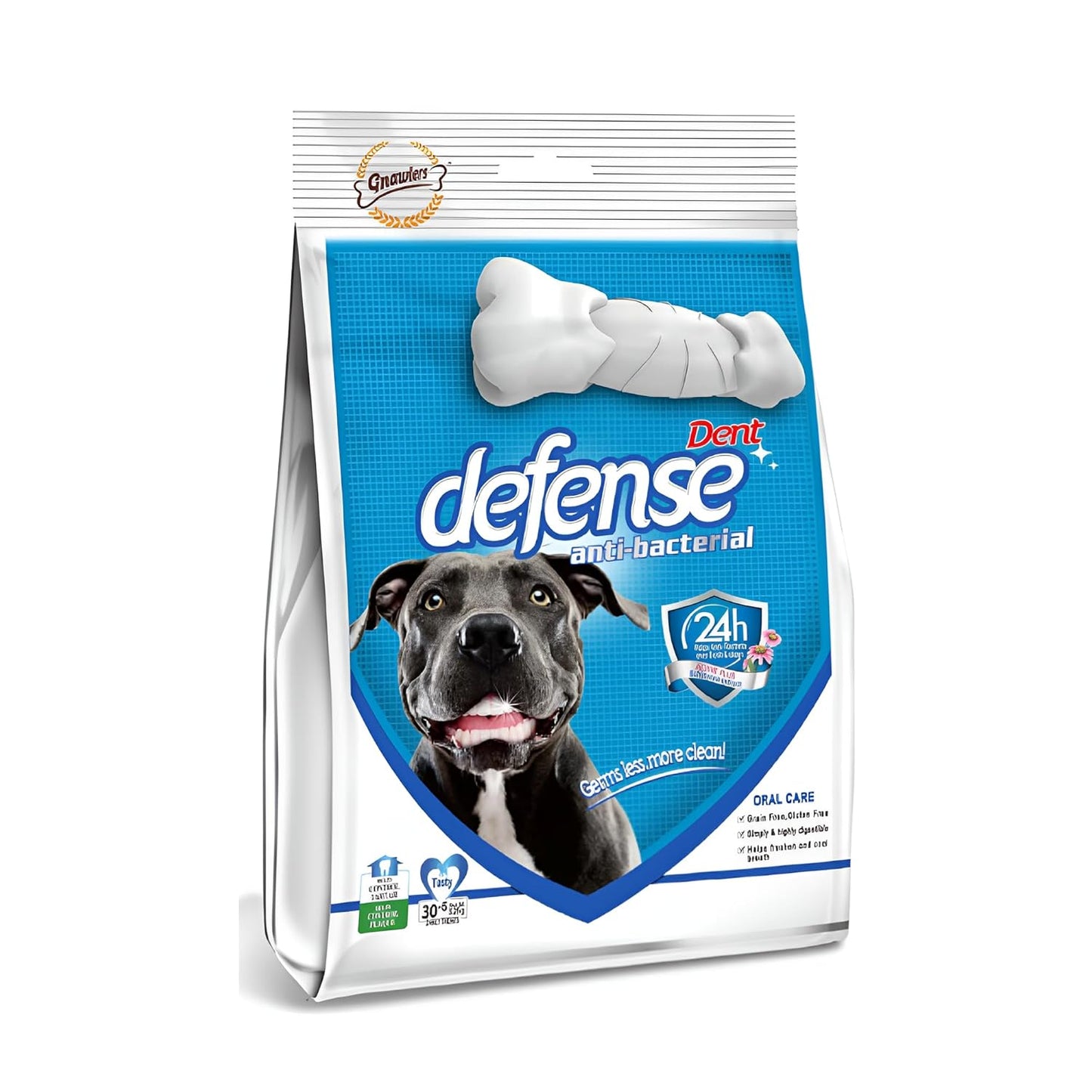 Gnawlers Dent Defense Anti Bacterial, Dental Chew Bone for Dogs Medium, 525 g
