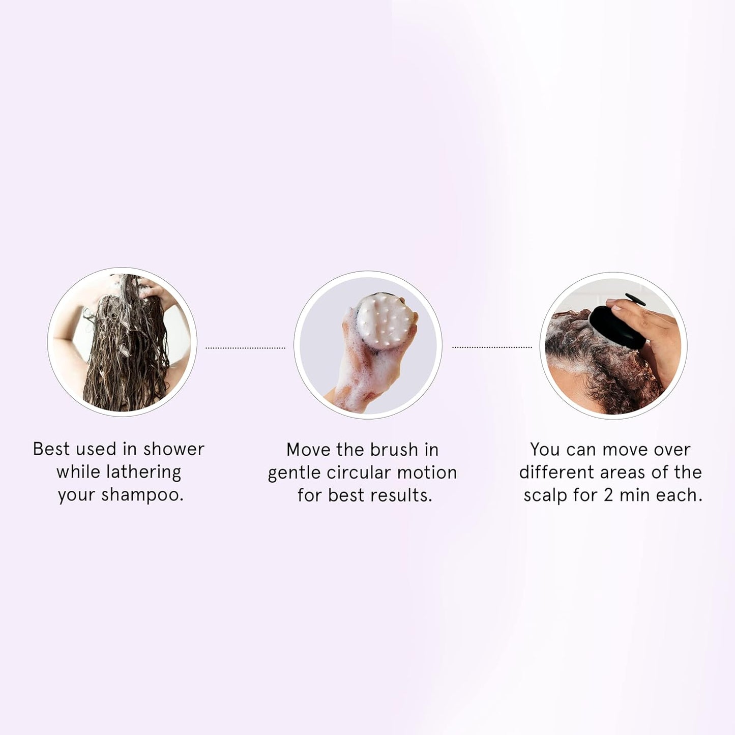 Be Bodywise Hair Scalp Massager Shampoo Brush with Soft Silicone Bristles | Exfoliating Stimulating, Anti Dandruff, Shower Scalp Scrubber | Handheld & Lightweight | Black