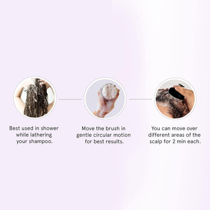 Be Bodywise Hair Scalp Massager Shampoo Brush with Soft Silicone Bristles | Exfoliating Stimulating, Anti Dandruff, Shower Scalp Scrubber | Handheld & Lightweight | Black