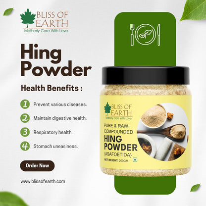 Bliss of Earth 100% Pure Hing (Asafoetida) Powder- Aromatic Spice for Flavorful Cooking 200gm