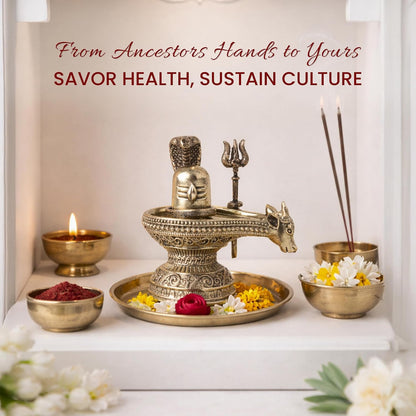 Brass Shivling with Nandi Face, Trishul & Nag | Shiva Idol for Pooja & Home Temple | Auspicious Brass Gift Item (Design09: L6 x W4 x H6 cm)