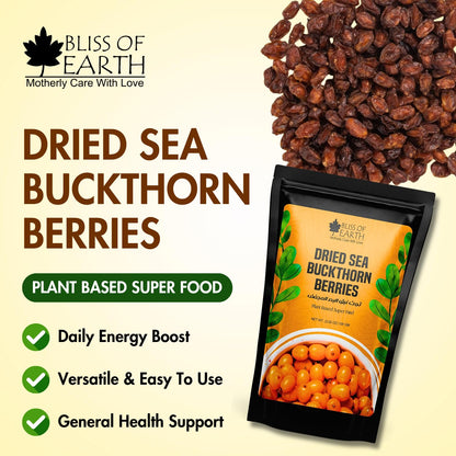 Bliss of Earth Himalayan Sea Buckthorn Berries (100g) | Naturally Sun-Dried Wild Berries | Packed with Omega 3, 6, 7 & 9 + Vitamins C & E | Supports Immunity, Digestion & Metabolism | Enhances Skin Glow & Hair Health | Zero Added Sugar