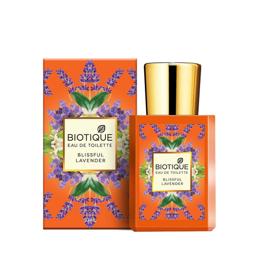 Biotique BLISSFUL LAVENDER Luxury Perfume for Women|Fresh Lavender, Mandarin, Marine Accords & Musk|Ideal for All Occasions|Eau De Toilette 50ml