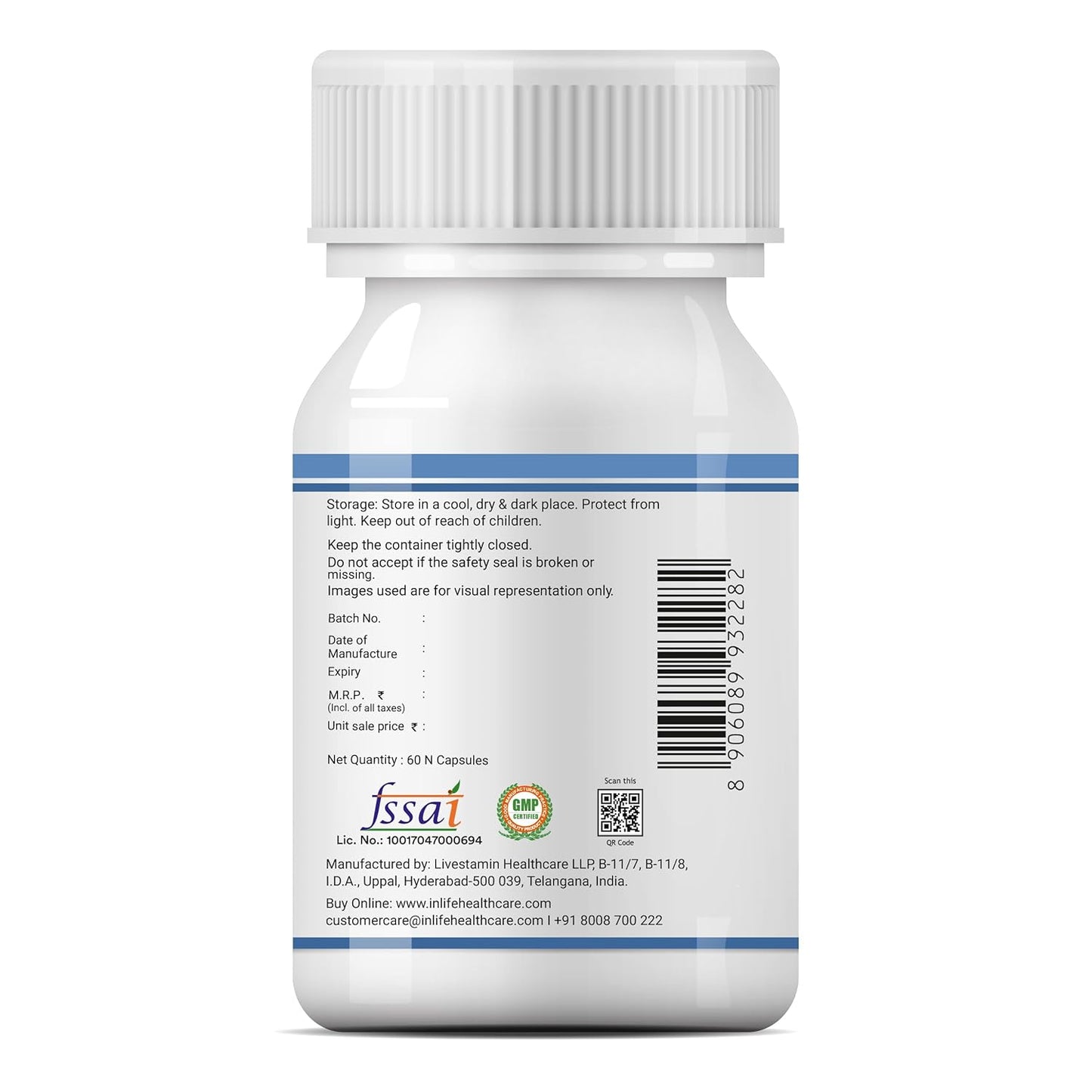 INLIFE Probiotic Lactobacillus Acidophilus 5 billion CFU | Gut Health Supplement for Men Women | Digestive Health, Supports Immunity |With Probiotic Balance – 60 Veg Capsules (Pack of 1, 60)