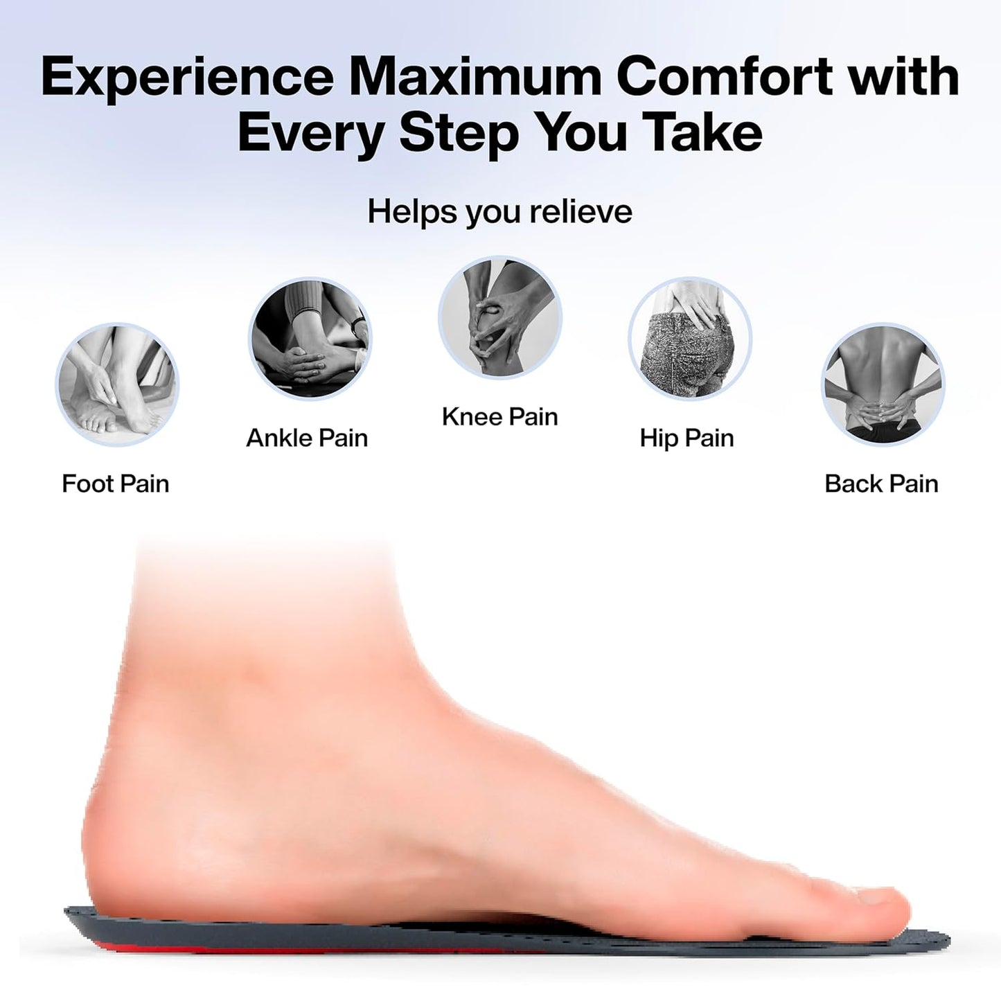 FOVERA Gel Insole for Shoes Female | Dual Gel Technology for All Day Comfort | Trimmable Sole for Walking, Running, Sports, Formal and Safety Shoes (Female, Pack of 1 Pair)