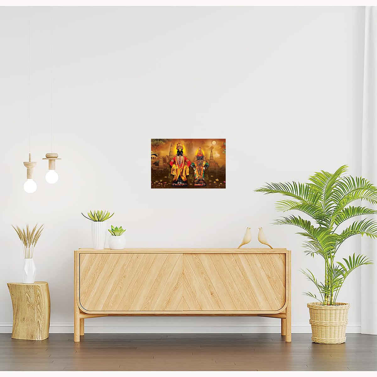 Vitthal Rukmini Paintings for Living room, Vitthal Rukmini Poster Big Size with Sparkle Coated Lamination - 2233 (Self Adhesive) 18x24 Inch
