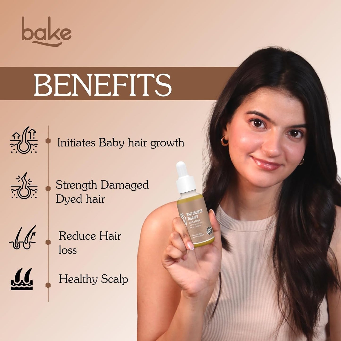 BAKE 95% Pure Rosemary Oil Hair Serum for Hairfall Control with Anagain & Biotin | Scalp Serum For Hair Growth & Dry, Frizzy Hair | For Women & Men | 50ml