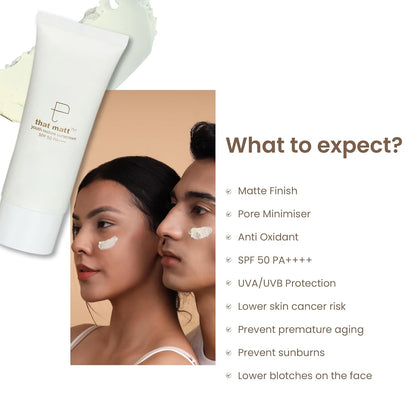 Cosmetic product with a couple applying cream on their faces, featuring text about product benefits.