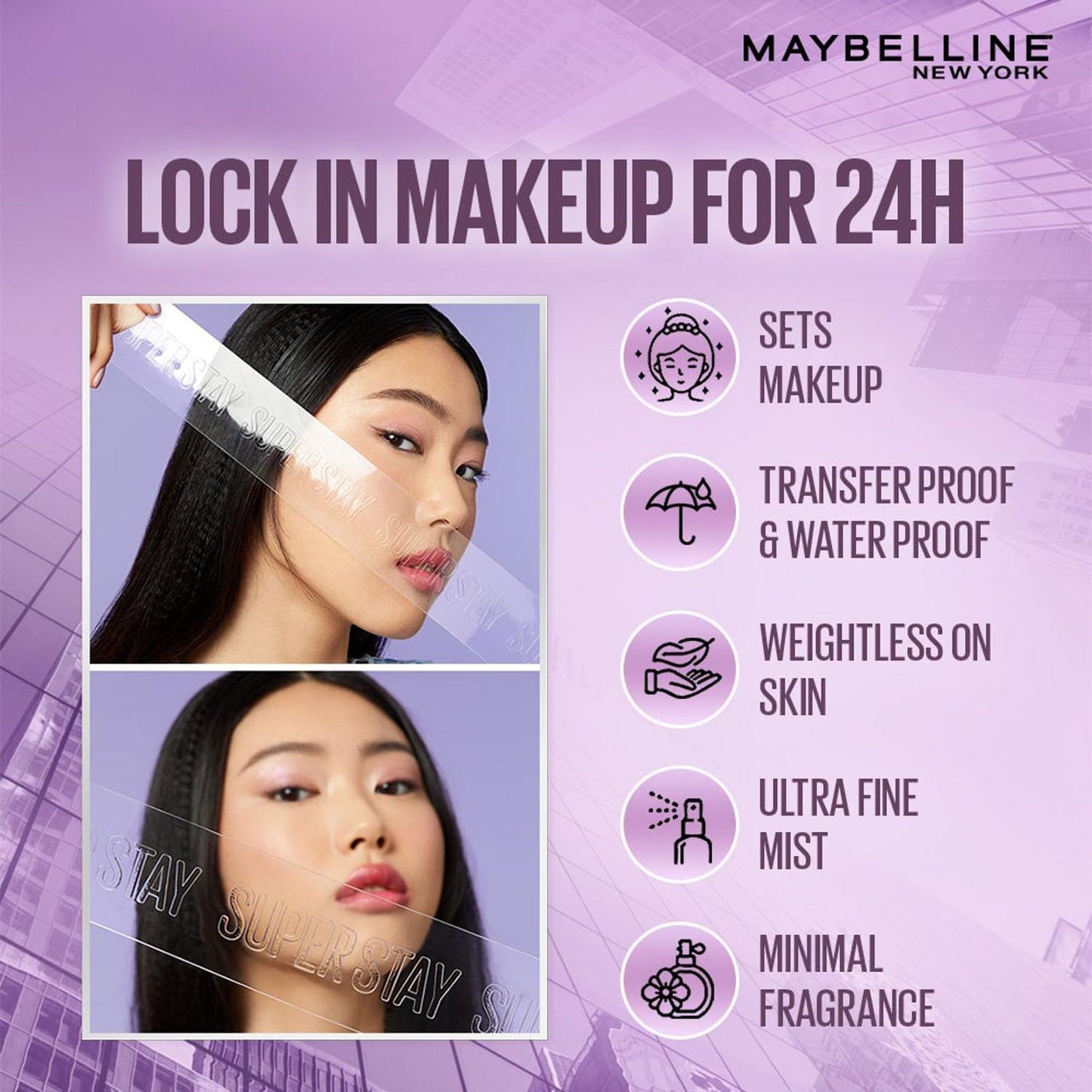 Maybelline New York Super Stay Double Fixer Setting Spray | 24HR Wear, Hydrating Spray