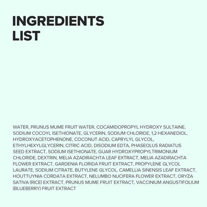 Ingredients list on a white background