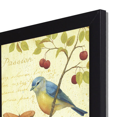 Jardin Bird Wall Art Painting For Living room, Birds botanical Framed painting, set of 4, 9x9 Inch