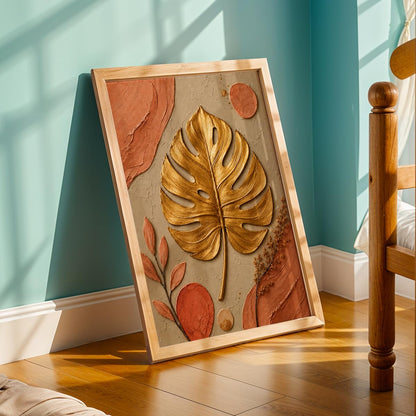Floral Botanical Wall Painting with Frame | Premium Textured Flower & Leaf Artwork, Pastel Nature Wall Decor Framed for Living Room Bedroom Office and Home Decoration (Art-10,13x19inch)
