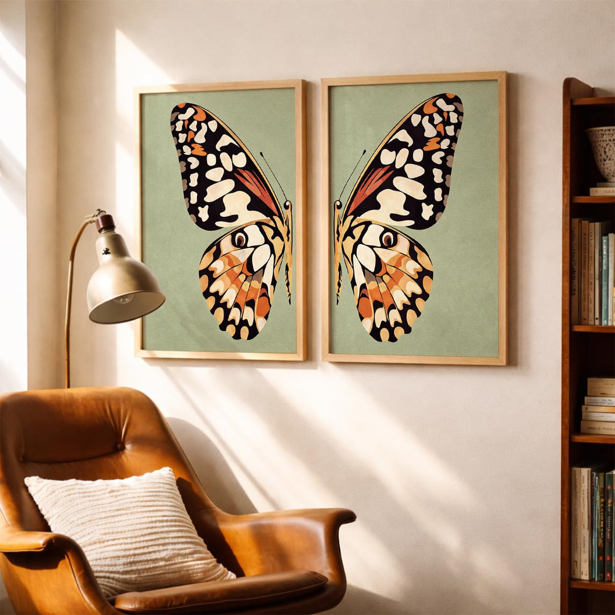 Set of 2 Butterfly Framed Wall Painting for Living Room | Modern Aesthetic Butterfly Wall Art Frames | Nature Inspired Wall Decor for Bedroom, Hall & Office (M.5, 13x19 inches)