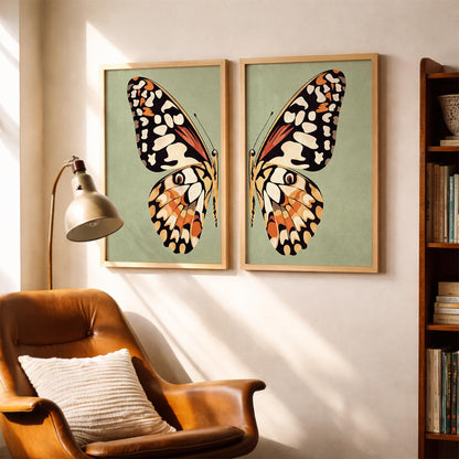 Set of 2 Butterfly Framed Wall Painting for Living Room | Modern Aesthetic Butterfly Wall Art Frames | Nature Inspired Wall Decor for Bedroom, Hall & Office (M.5, 13x19 inches)