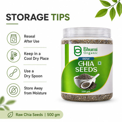 Bhumi Organic Chia Seeds 500g | Seeds for Eating, Rich in Calcium, Rich in Protein, Rich in Fibre