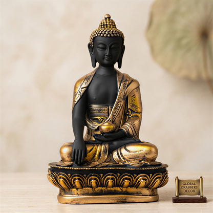 New Limited Edition Meditating Sitting Buddha Idol Statue showpiece Home Decor Decoration Items for Living Room and Gifts (Golden3 Black-BS1)