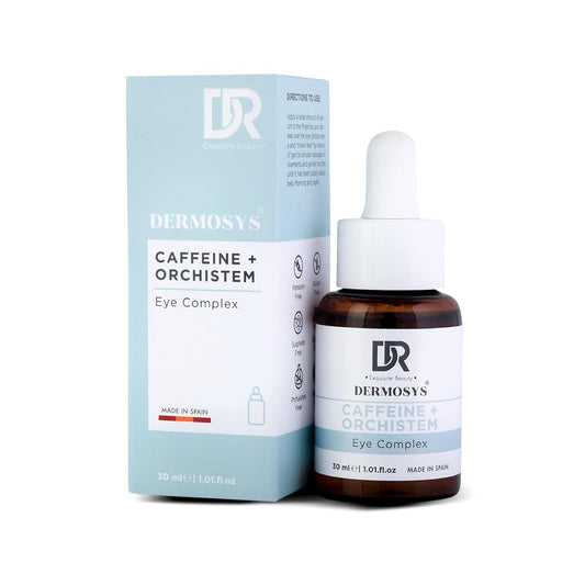 DERMOSYS Undereye Serum for Dark Circles – Caffeine+Orchistem Eye Serum for Puffy Eyes & Wrinkles | Sulphate & Paraben Free | Daily Use | For All Skin Types – 30ml