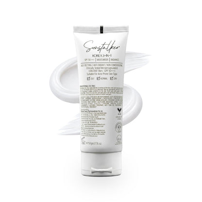 White skincare tube with text on a white background
