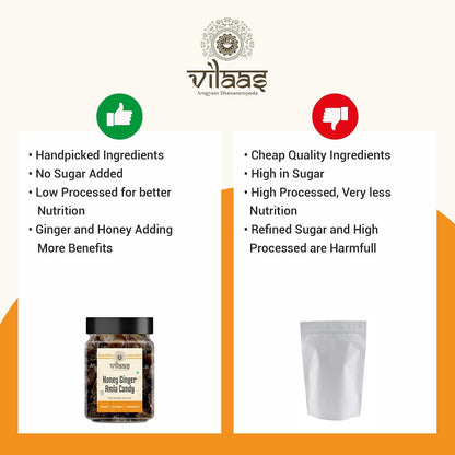 Vilaas Dried Honey Ginger Amla Candy | Low Processed And Sugar Free Amla, For Weight Loss And Immunity Booster | All Natural Ingredients