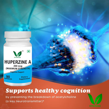 VITARUHE® Huperzine A 200mcg Per Serving, 90 Capsules, (Huperzine A Supplement), Supports Focus, Cognition, Memory and Learning Ability, Premium Brain Health Supplement, No GMOs