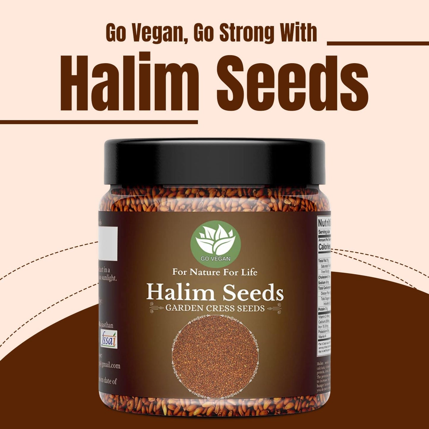 Go Vegan Halim Seeds - 350 Gm Aliv Seeds (Jar Pack)