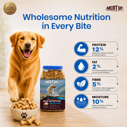 Meat Up Dog Treats Biscuits 1kg| Real Chicken Flavour | Remove Plaque & Tartar Build-up | Vitamins & Minerals | Promotes Lustrous Coat