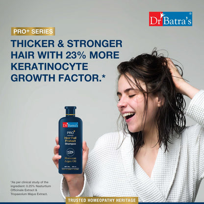 Dr Batra's PRO+ Hair Fall Protect Shampoo-350 ml | Sulphate Free Moroccan Argan Oil Shampoo for Men & Women