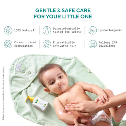 EQUALSTWO by Zydus Baby Moisturizer, 500ml, 100% Natural Coconut based Daily Baby Skin Care Body Lotion for Nourishing Skin, All Skin Types, PH 5.5, Dermatalogically Tested, No Parabens No Sulphates, (Pack 1)