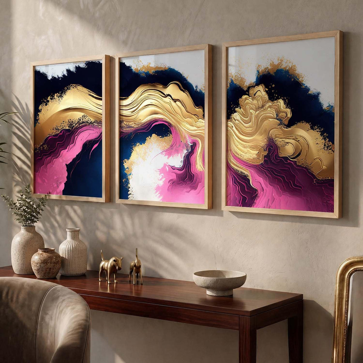 Painting for Wall Decoration - Modern Art Wall Decor Framed Painting for Living Room Bedroom - Framed Wall Posters/Paintings with Frame Set of 3 (Art 14, 10x13 inch)