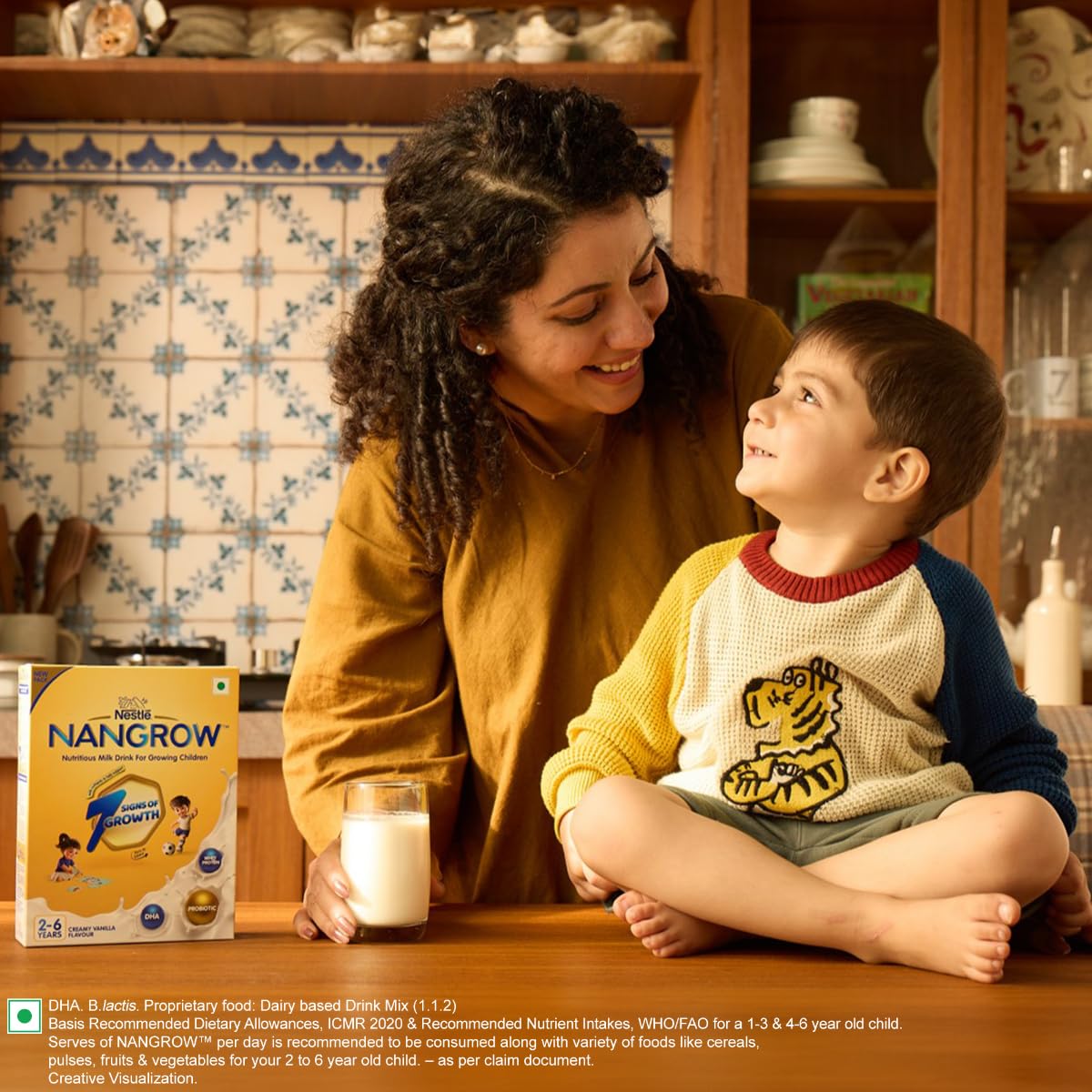 Nangrow Nutritious Milk Drink Powder For Growing Children Toddler Aged 2-6 Years | Contains DHA | Rich In Protein & Vital Nutrients | Creamy Vanilla Flavor, 400g, BIB Pack (Package May Vary)