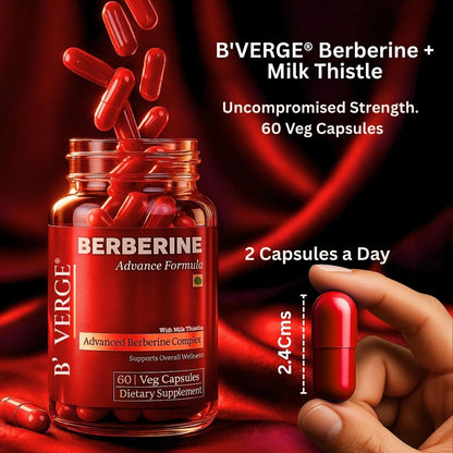 B’VERGE® Berberine Supplements 98% with Milk Thistle | Weight loss for Women & Men | Ultra Potent 600mg Supplement – Helps Maintain Healthy Blood Sugar, Cholesterol, and Supports PCOS Care (60 Capsules (Pack of 1))