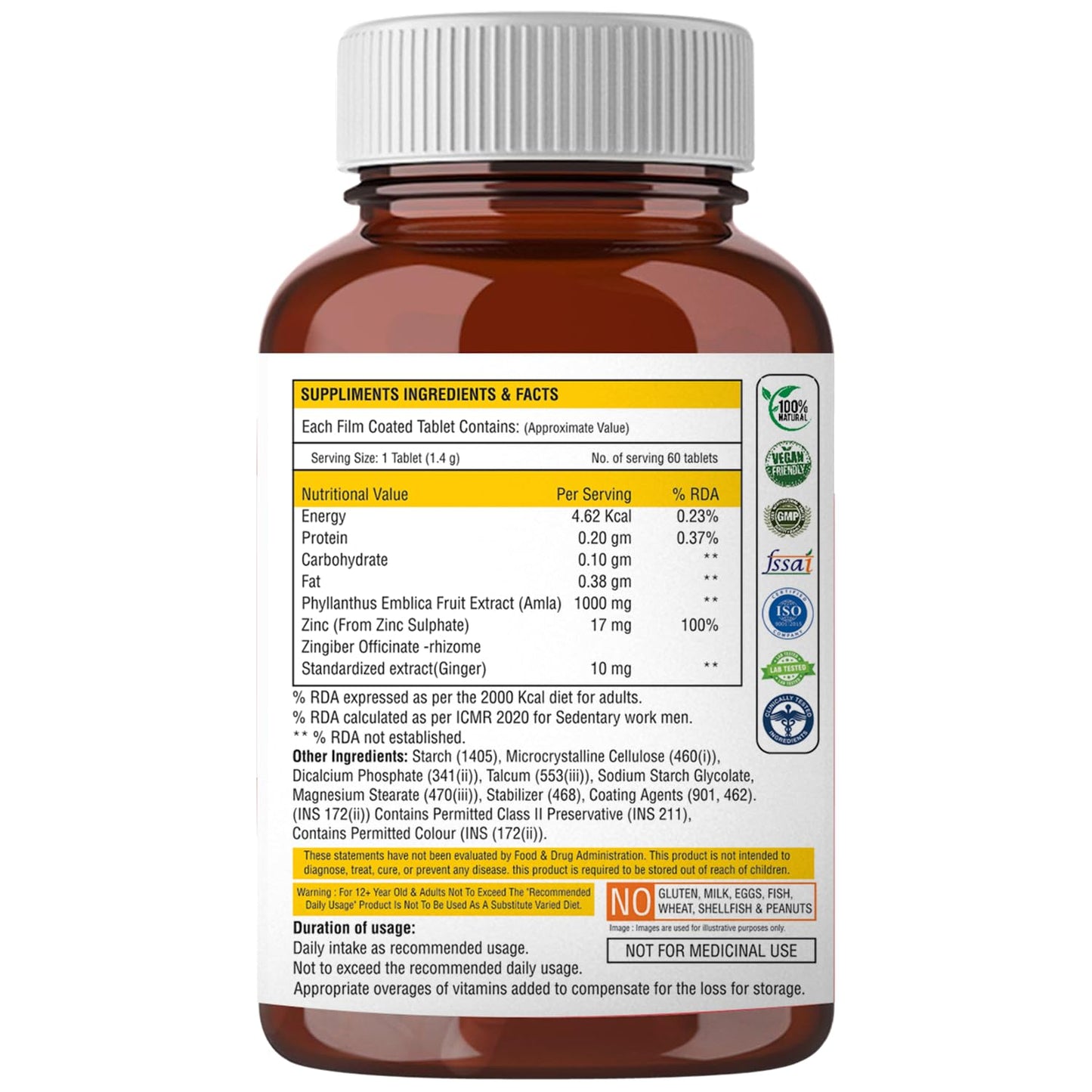 Supplement bottle with label on a white background