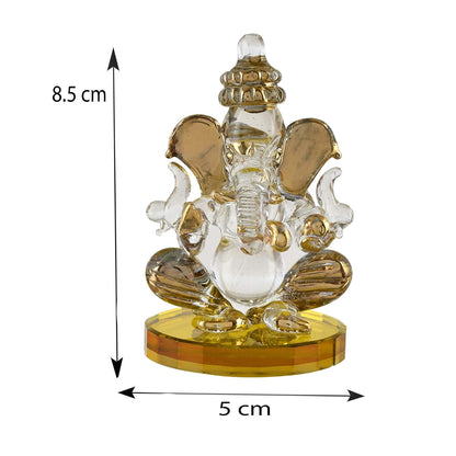 Ganesh Idol for Car Dash Board (8.5cm x 5 cm) (Design 3), Glass, 1 Piece