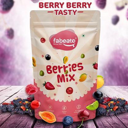 Fabeato 9-In-1 Premium Berries Mix 200g| Rich in Antioxidants|Good Source of Dietary Fiber|Dried Cranberries, Blackcurrants, Strawberry,Gojiberries and More| Healthy Snack for Kids and Adults