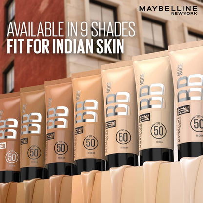 Maybelline, Fit Me, BB Cream, Glow BB Cream, SPF 50, Niacinamide, Hyaluronic Acid, Dewy Finish, Hydrating, Moisturizing, Normal Skin, Dry Skin, Face Makeup, Light Coverage, Shade 20, Adult, Tube Packaging, Glow Makeup, Daily Wear