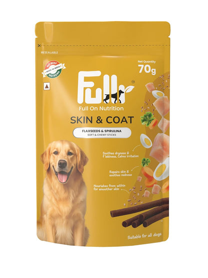 Fullr Skin & Coat Dog Biscuits for All Life Stages, Dog Treats Made with Salmon, Egg & Flaxseed, Healthy Dog Treats Made with Superfoods, Suitable for All Dog Breeds, 70g, Pack of 1