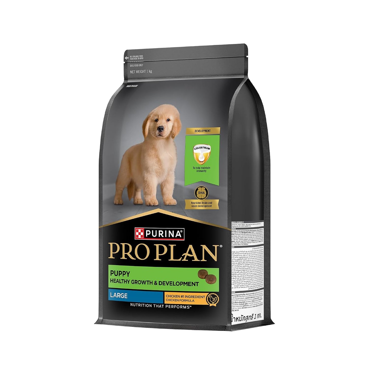 Purina Pro Plan Puppy Dry Food for Large Breed Dogs, 1kg Pack | With Chicken, Natural Colostrum, Supports Immune System, Scientifically Proven Antioxidants, Complete Nutrition