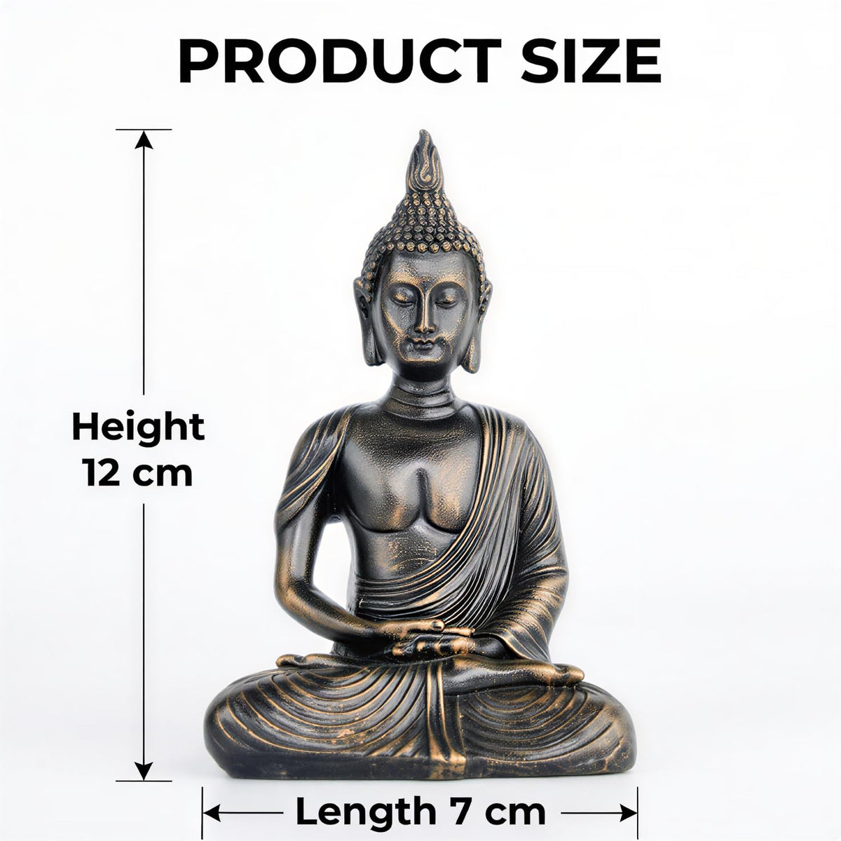 New Sitting Meditating Buddha Statue showpiece Idol Home Decor Items for Living Room and Gifts (Antique Golden)