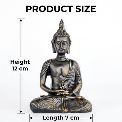 New Sitting Meditating Buddha Statue showpiece Idol Home Decor Items for Living Room and Gifts (Antique Golden)
