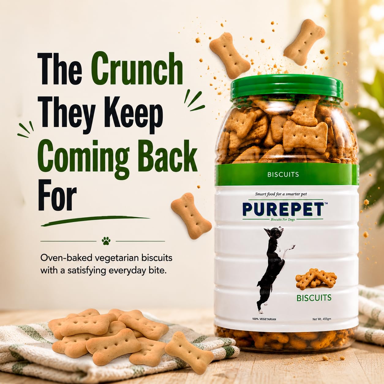 Purepet Dog Treats Biscuits for All Life Stages 800g Pack | 100% Vegetable Flavour | Active Behaviour | Oral Health | Training and Behaviour | Healthy Immune System