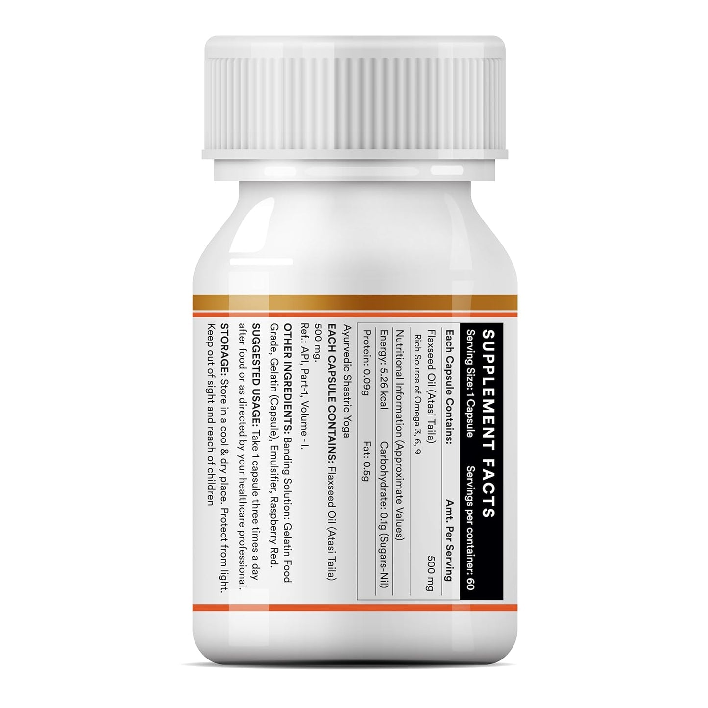 INLIFE Flaxseed Oil Omega 3 6 9 Fatty Acid Supplement - Extra Virgin Cold Pressed 500 mg - 60 Capsules